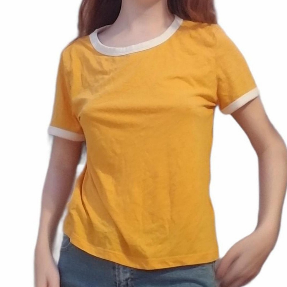 H&M yellow ringer tee